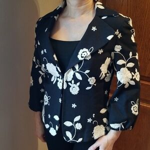 Embroidered Black and White Women's Jacket